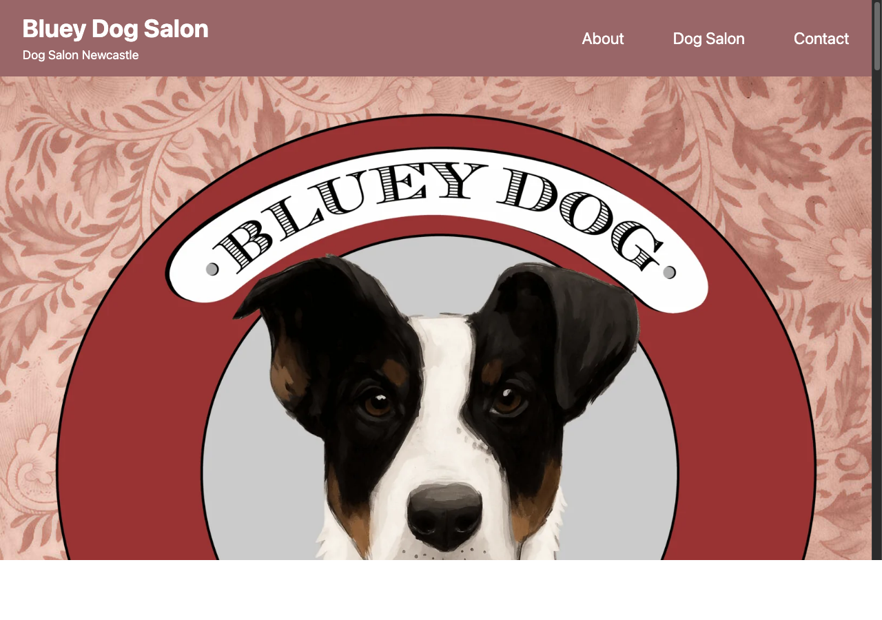 Bluey Dog Salon website before redesign